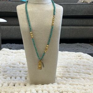 Gold and Turquoise Beaded Necklace